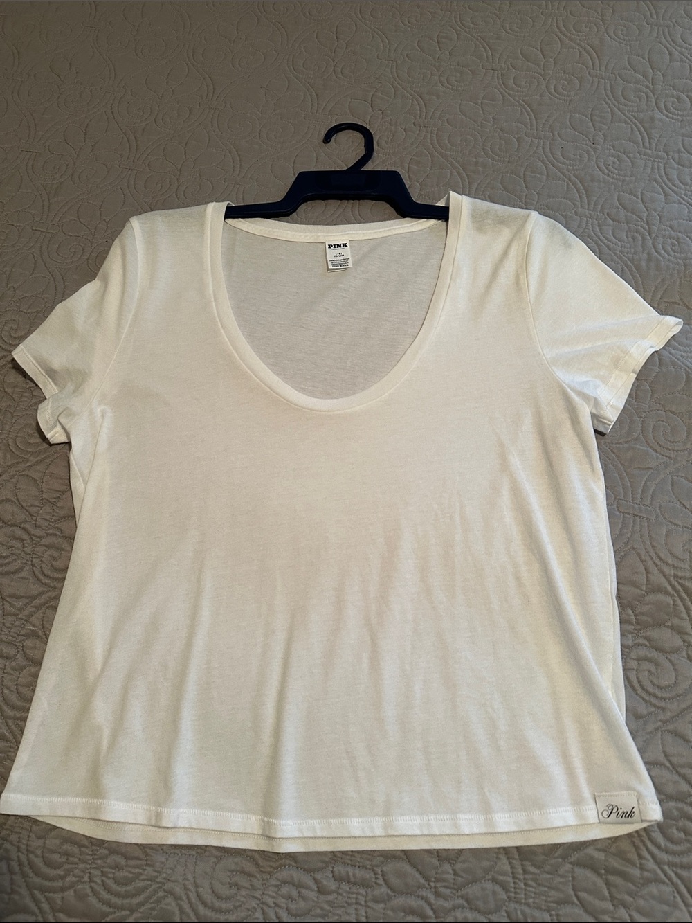 PINK Victoria's Secret Cream Scoop Neck Short Sleeve Tee